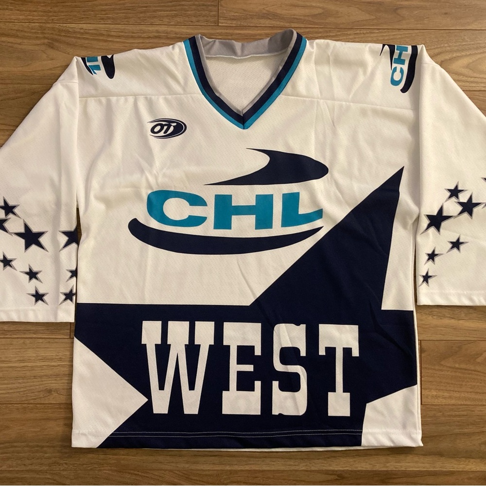 VTG 1999 CHL Central Hockey League West All Star White and Navy Hockey Jersey